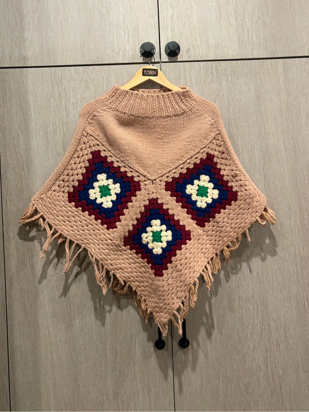 Handmade Crochet Poncho Capelet Fringe Sweater | Boho Festival Western